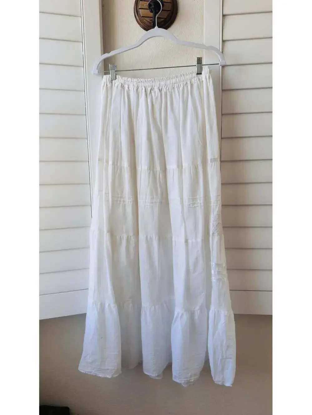 Ashley Taylor White Lace & Ribbon Tiered Maxi Skirt Size One Size